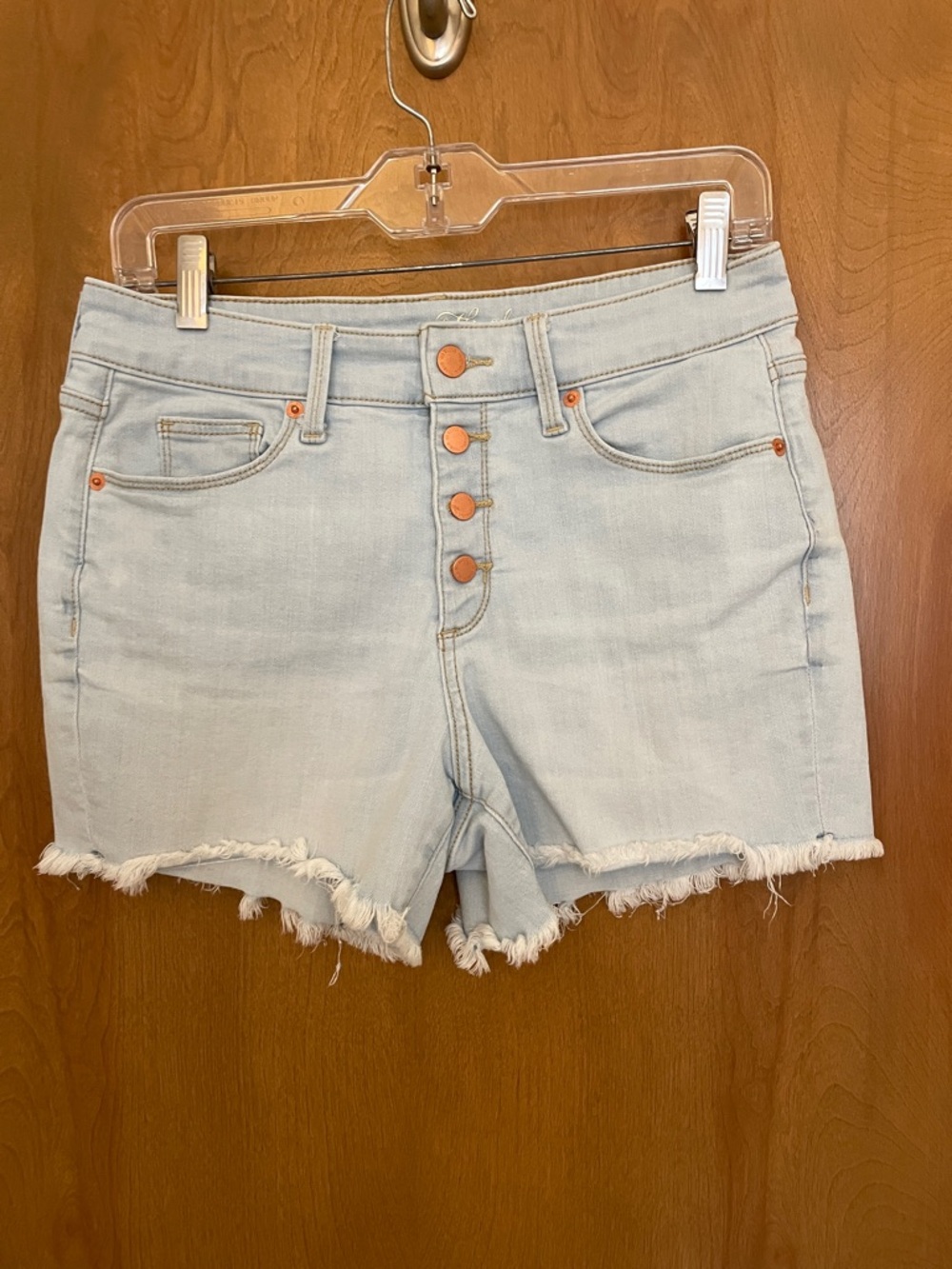 Universal Thread Light Blue High-Rise Button-Fly Denim Shorts, size 6/28